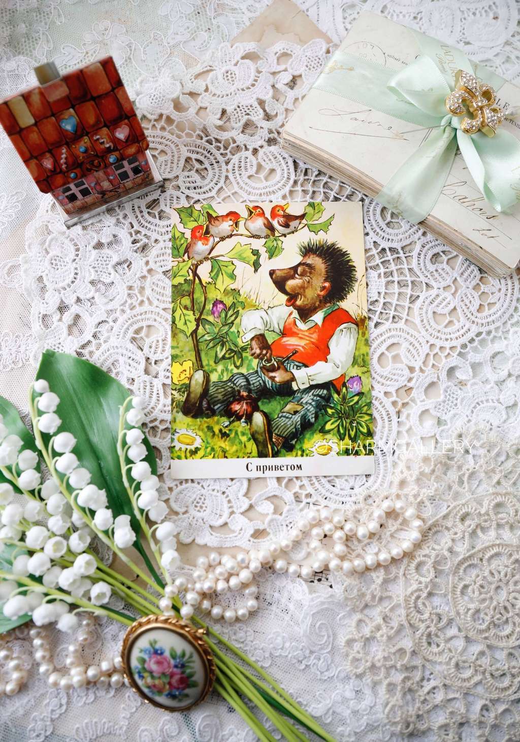 Еж/Ежик с трубкой, открытка ГДР 1960гг., чистая.