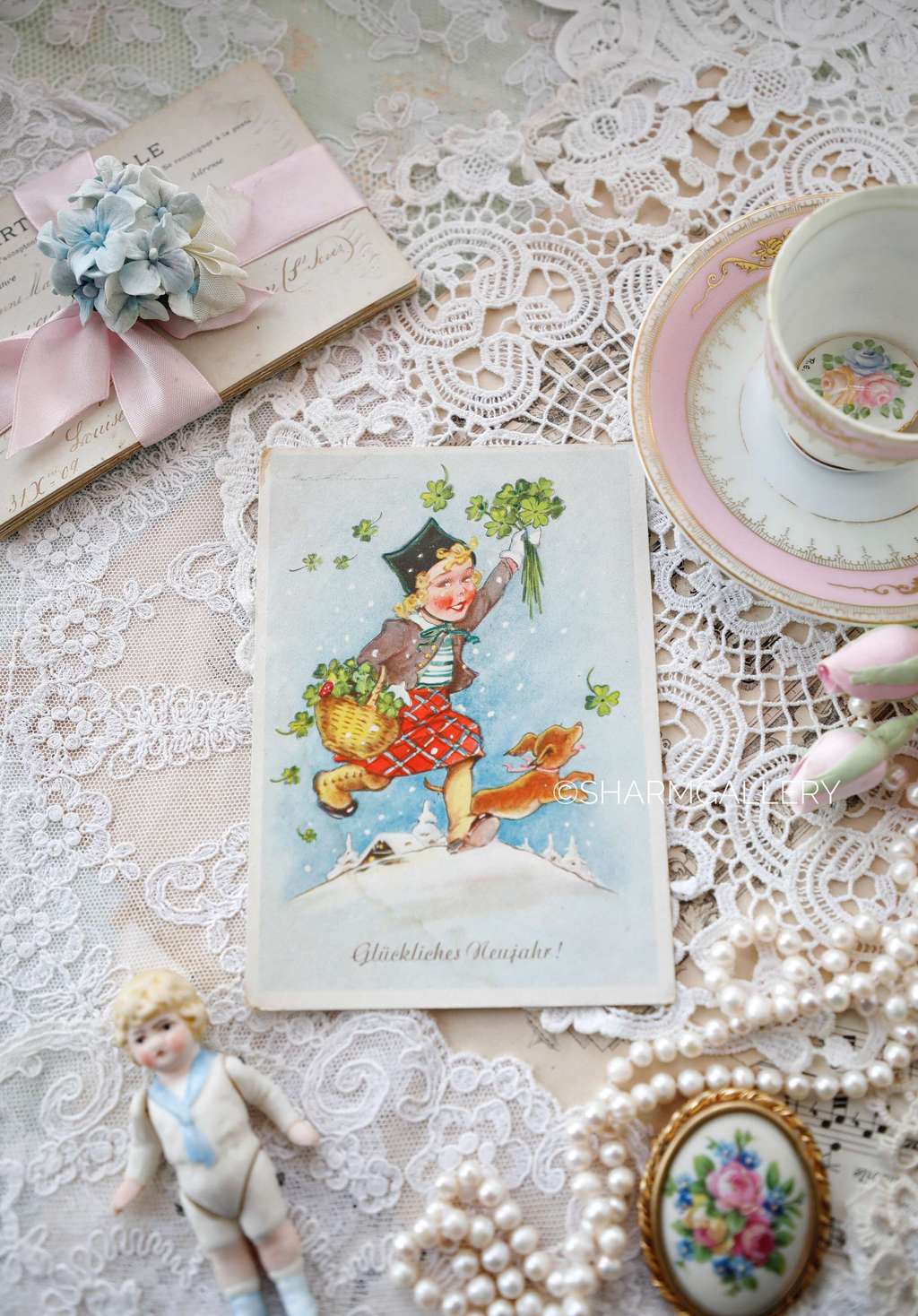 Открытка, антикварная Клевер серия «Дети» Германия, подписана.