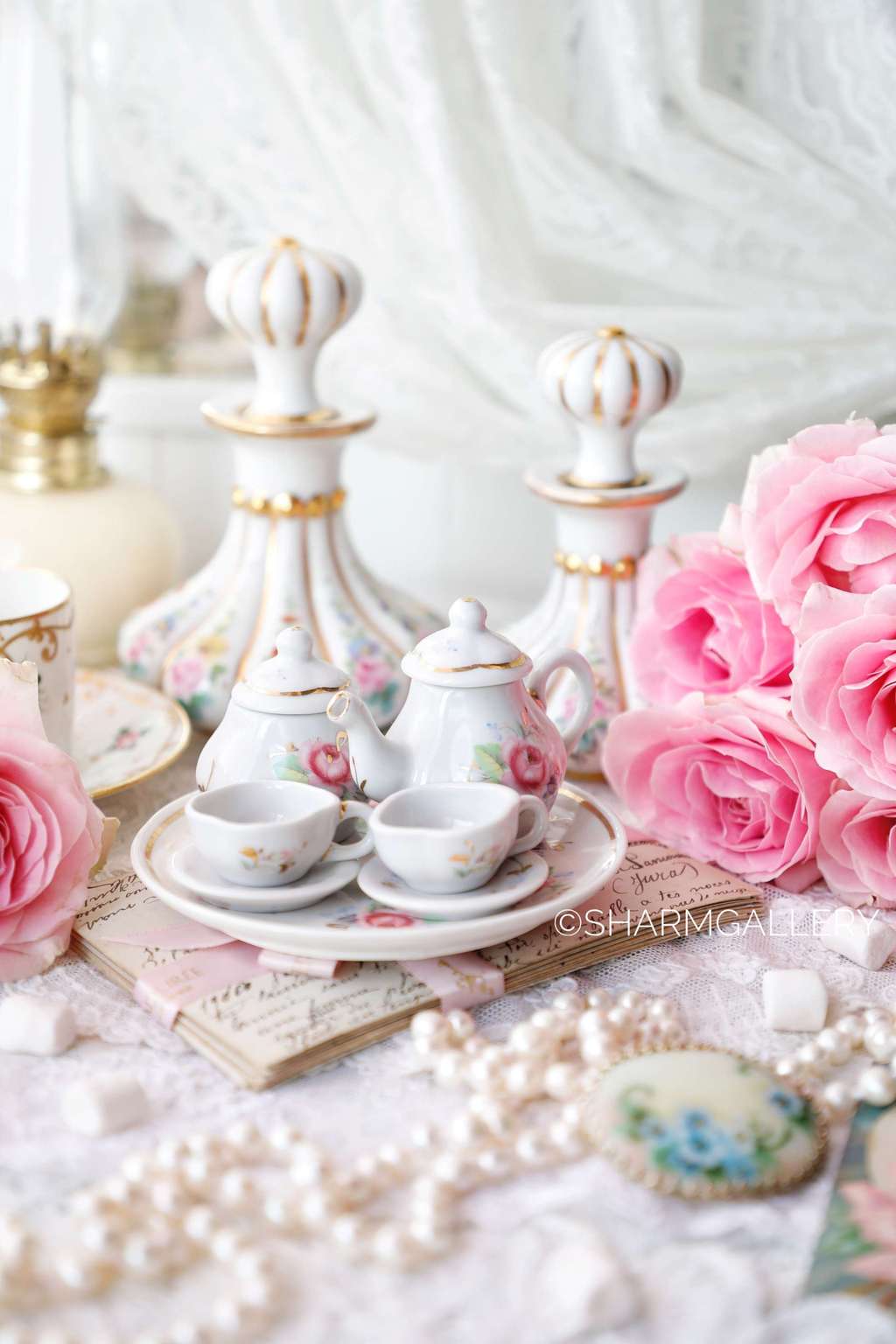 Миниатюрный (кукольный) чайный сервиз «Роза» Фарфор, МФЗ, СССР.