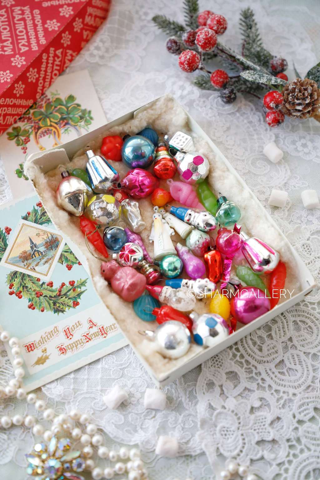 Набор елочных игрушек Малютка №72, 41шт., коробке! СССР.