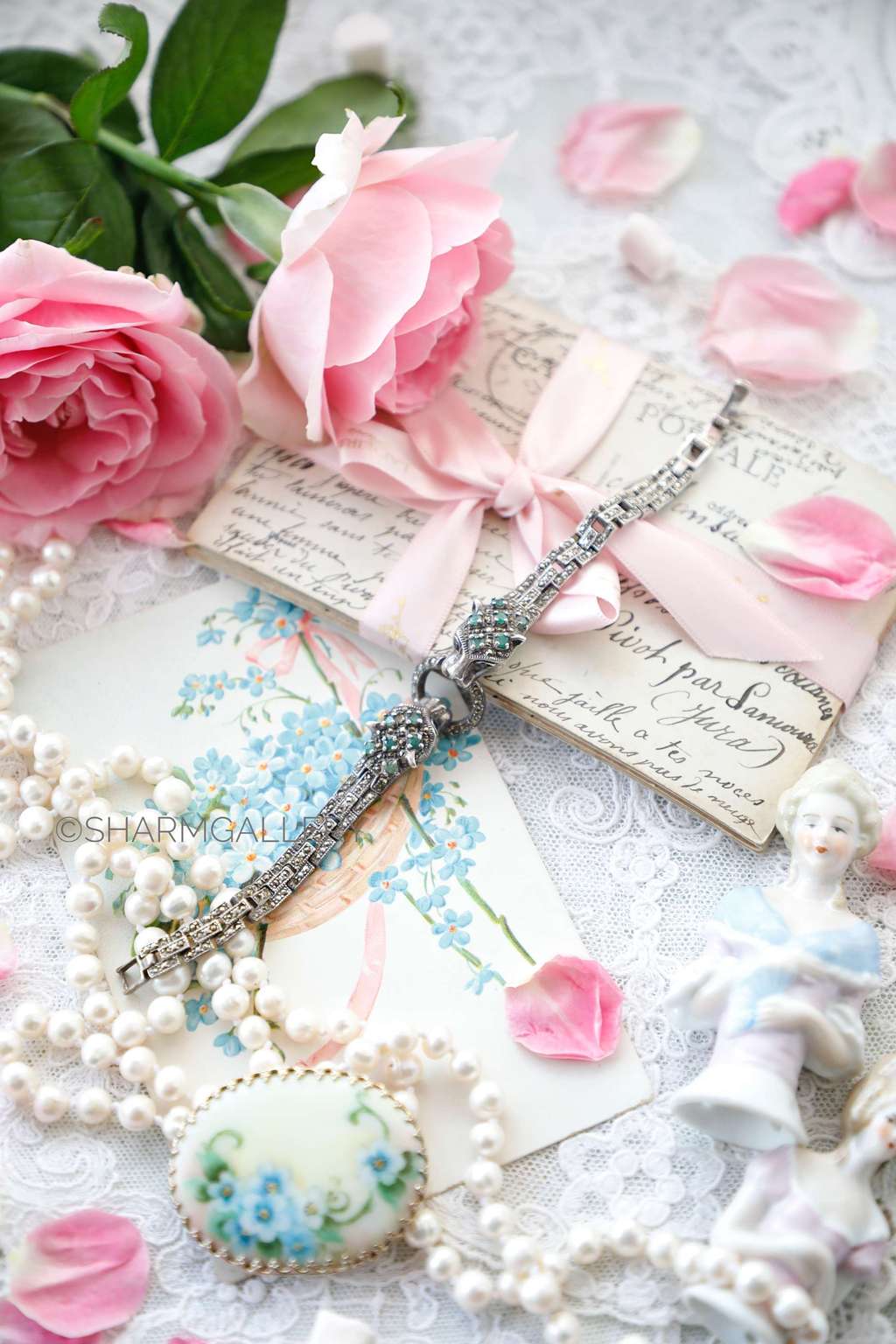 Браслет Пантеры с изумрудами, серебро, чернь 1990гг.