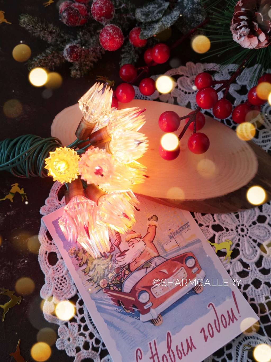 Елочная электрическая гирлянда «Спектр» 18 ламп в коробке, не использ., 1976г, СССР.