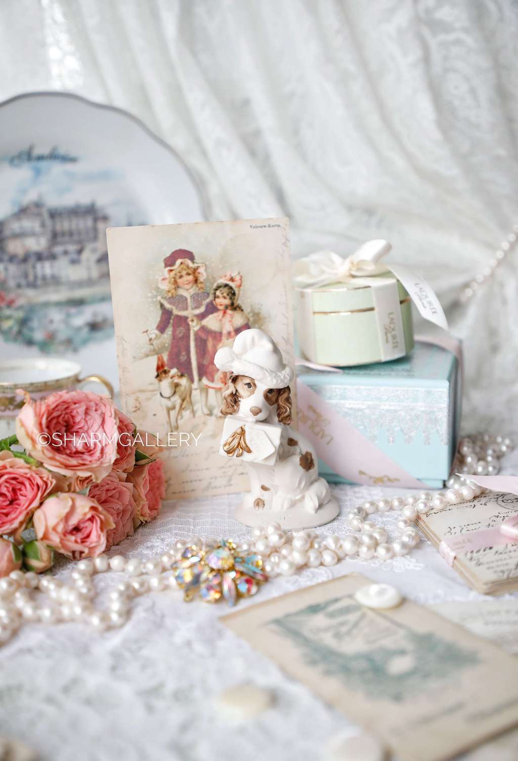 Статуэтка Собака с подарком Счастливого Рождества, Florence, Giuseppe Armani, Каподимонте Италия 2001г.