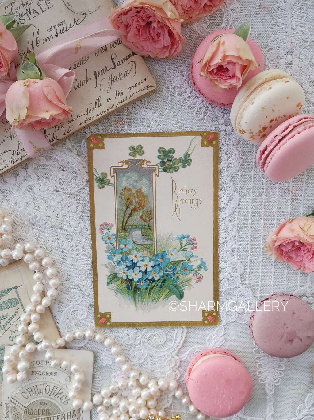 Открытка, антикварная  Незабудки №165, подписана