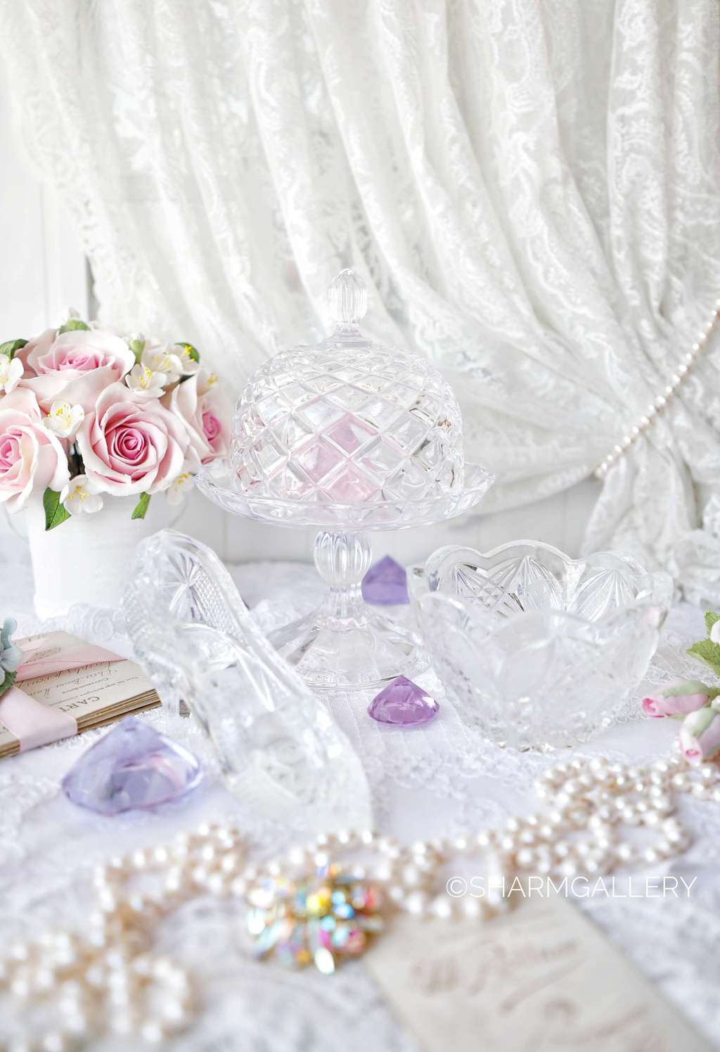 Хрусталь одним лотом! Три предмета + кристаллы в подарок! СССР.