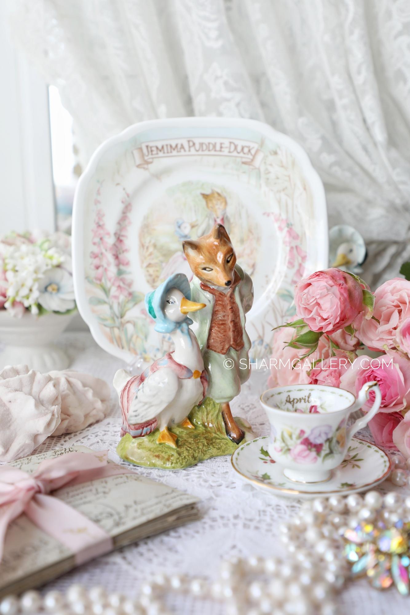 Статуэтка Утка/Гусыня Jemima и Лис, Beatrix Potter, Royal Albert, Англия 1989г.