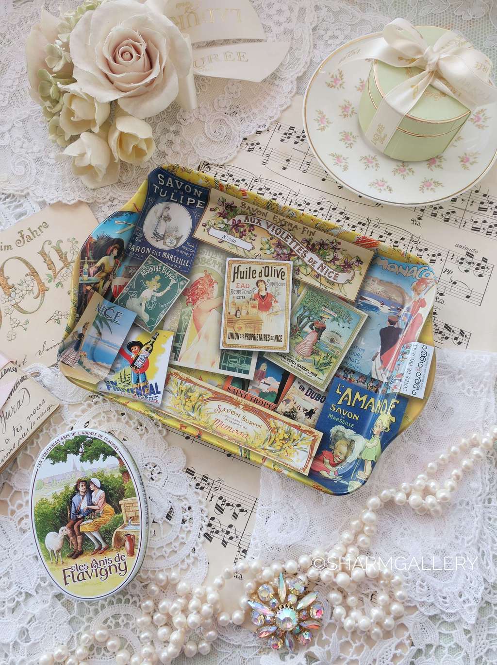 Металлический мини поднос в ретро стиле “Provence”, Франция.