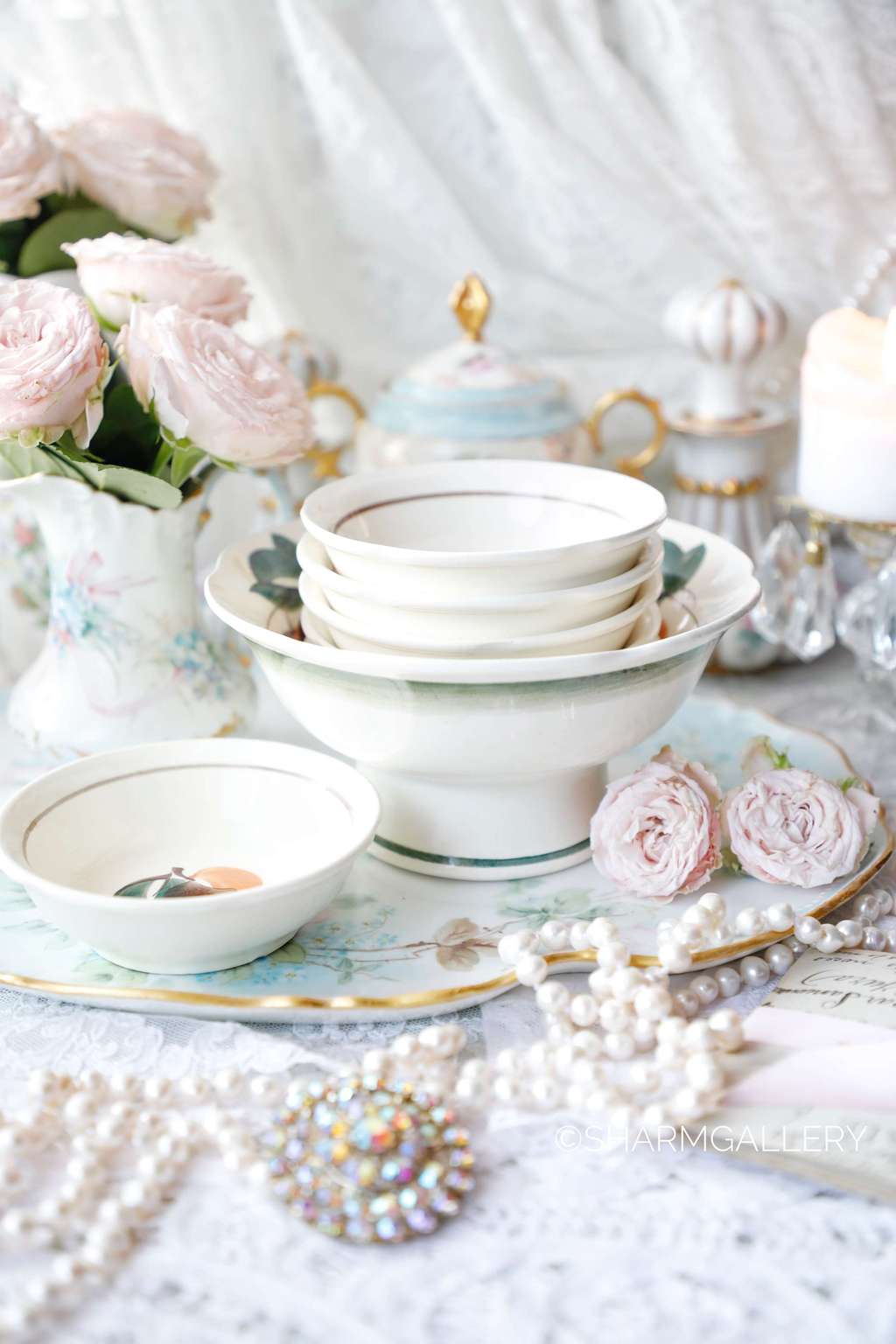 Набор для варенья, джема "Персик", керамика Конаково. СССР.