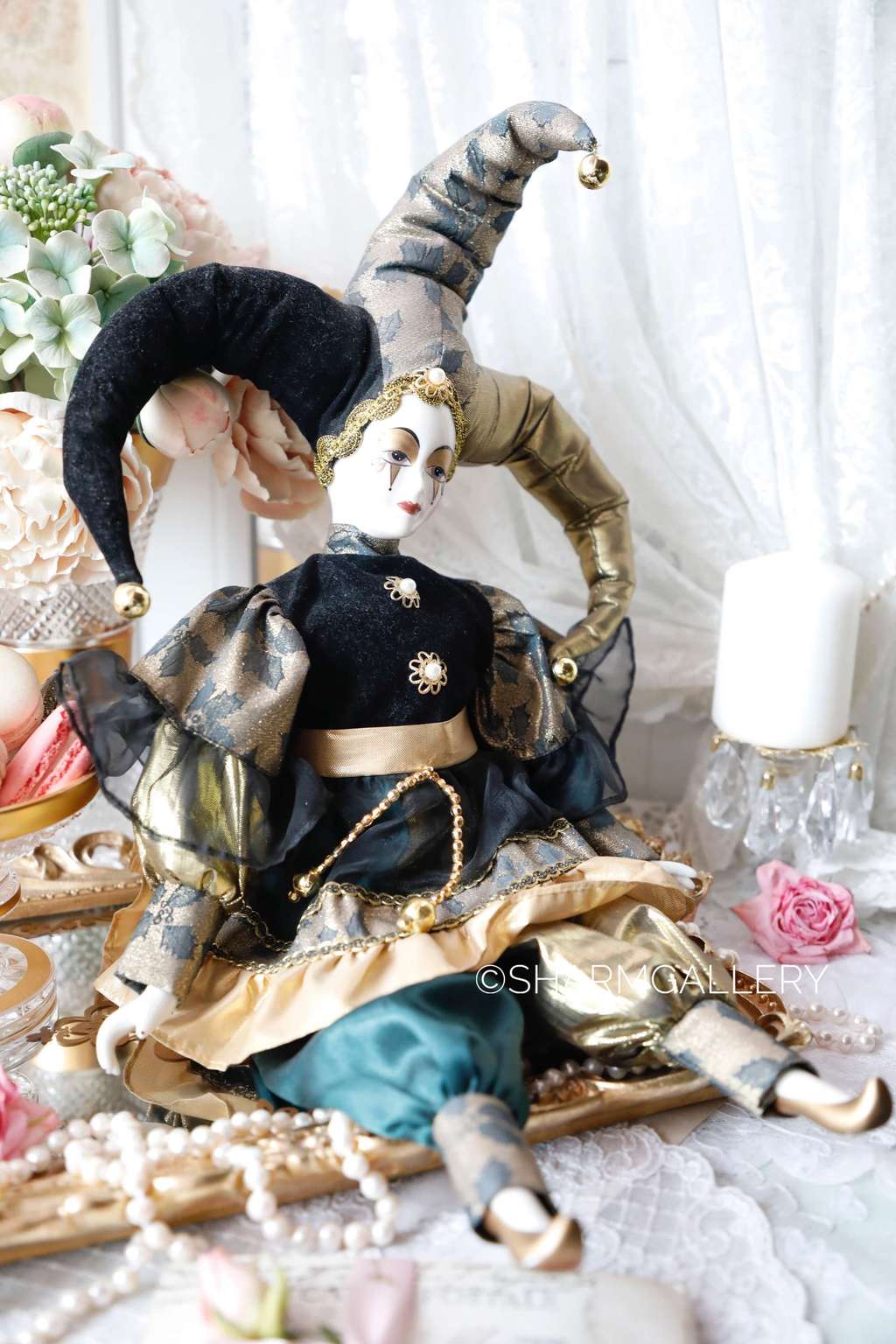 Коллекционная кукла Арлекин 46см, фарфор Rеmecо Cоllectiоn, Англия.