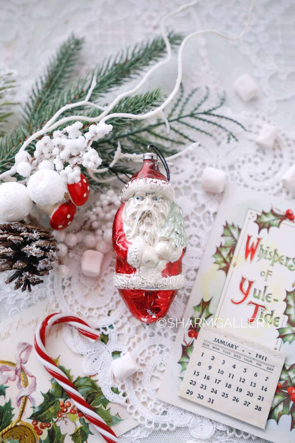 Санта Клаус №7 Елочная игрушка, стекло, ГДР.