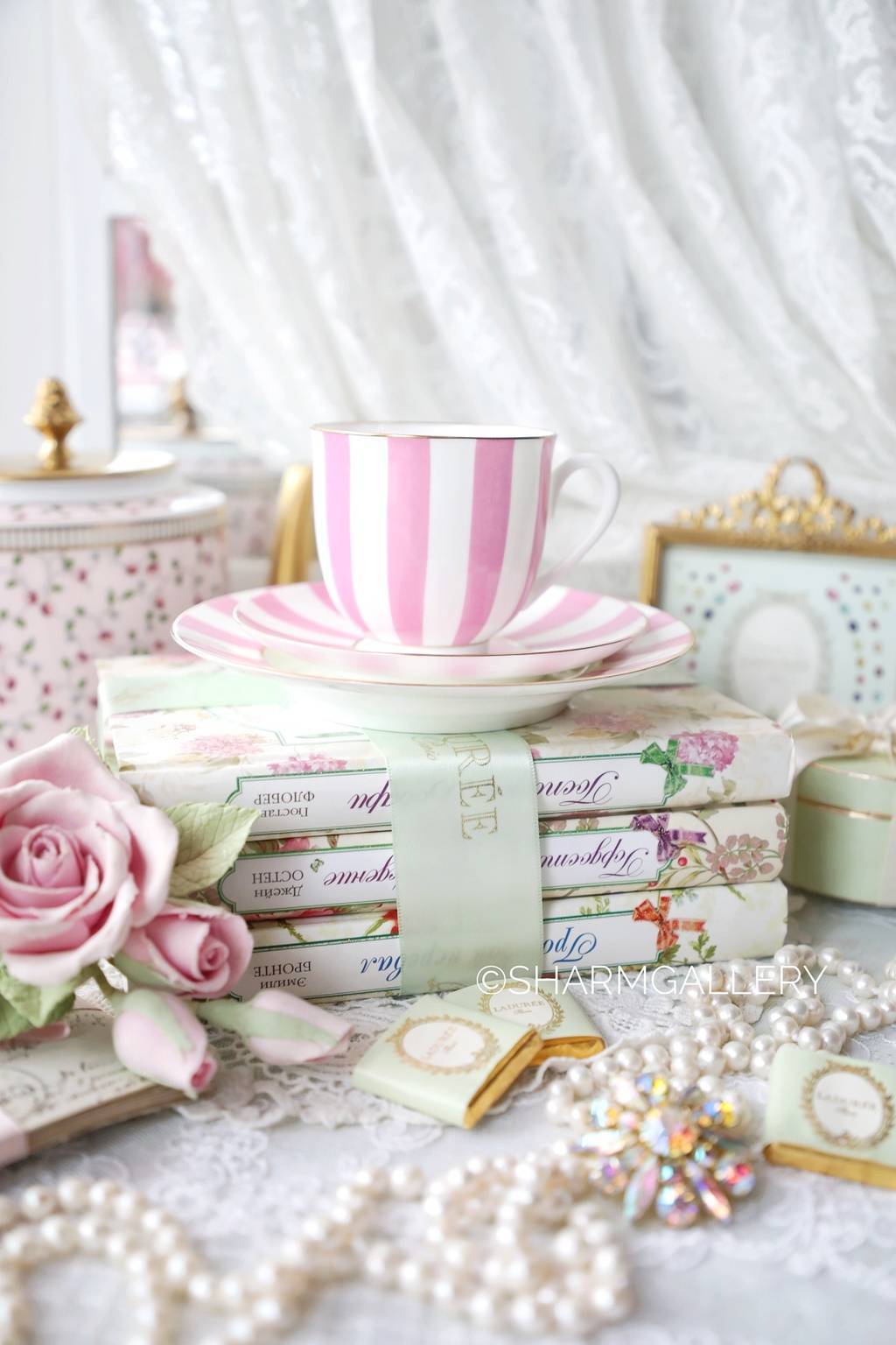 Чайная кофейная тройка «Да и нет» (розовая) костяной фарфор ИФЗ Императорский Фарфоровый Завод