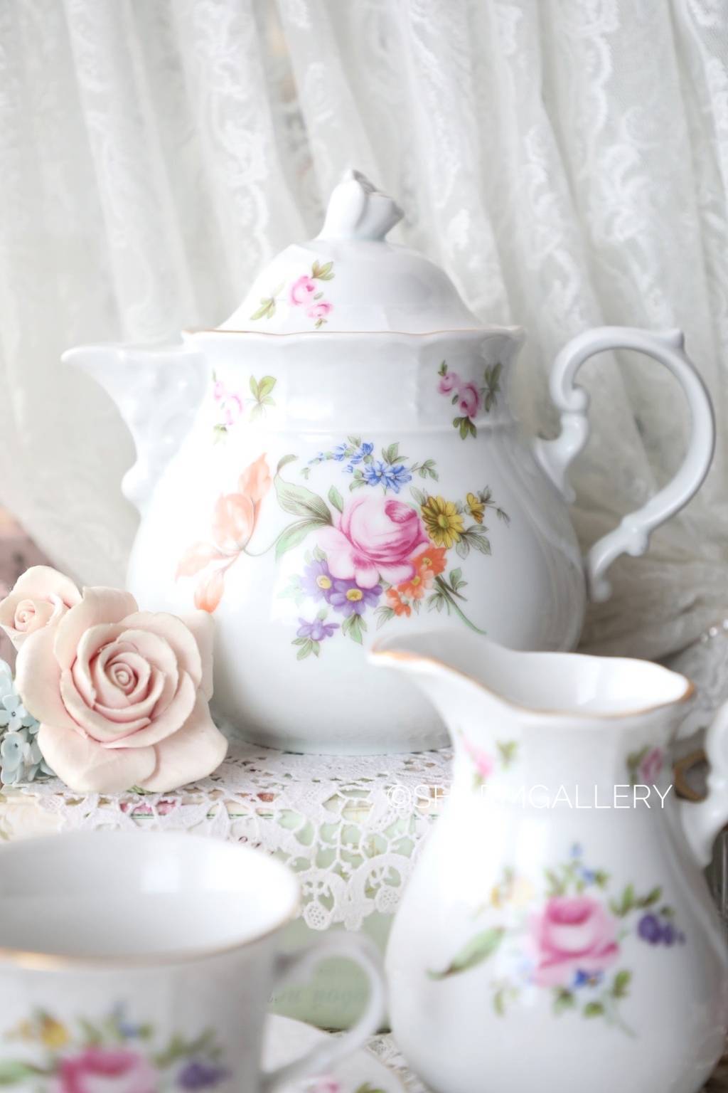 Заварочный Чайник «Мейсенский букет» 1,2л фарфор Thun, Чехословакия