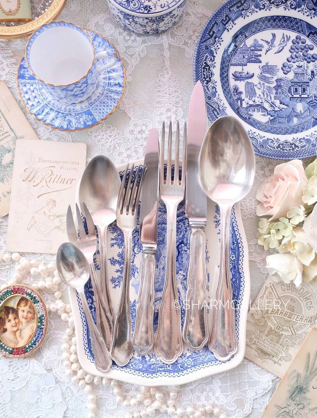 Набор «Эгоист» 8 предметов столовые приборы Wiskemann Silver Plate, Бельгия. №1.