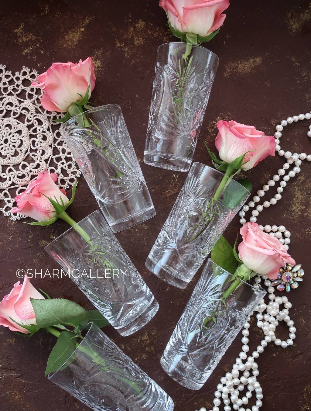 Набор хрустальных стаканов 200мл., 6шт. Bohemia Чехословакия 1960гг.