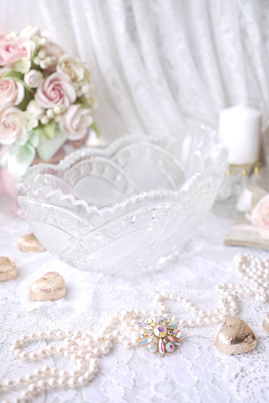 Ваза Ладья для фруктов, хрусталь "Kristal Zajecar" Югославия.