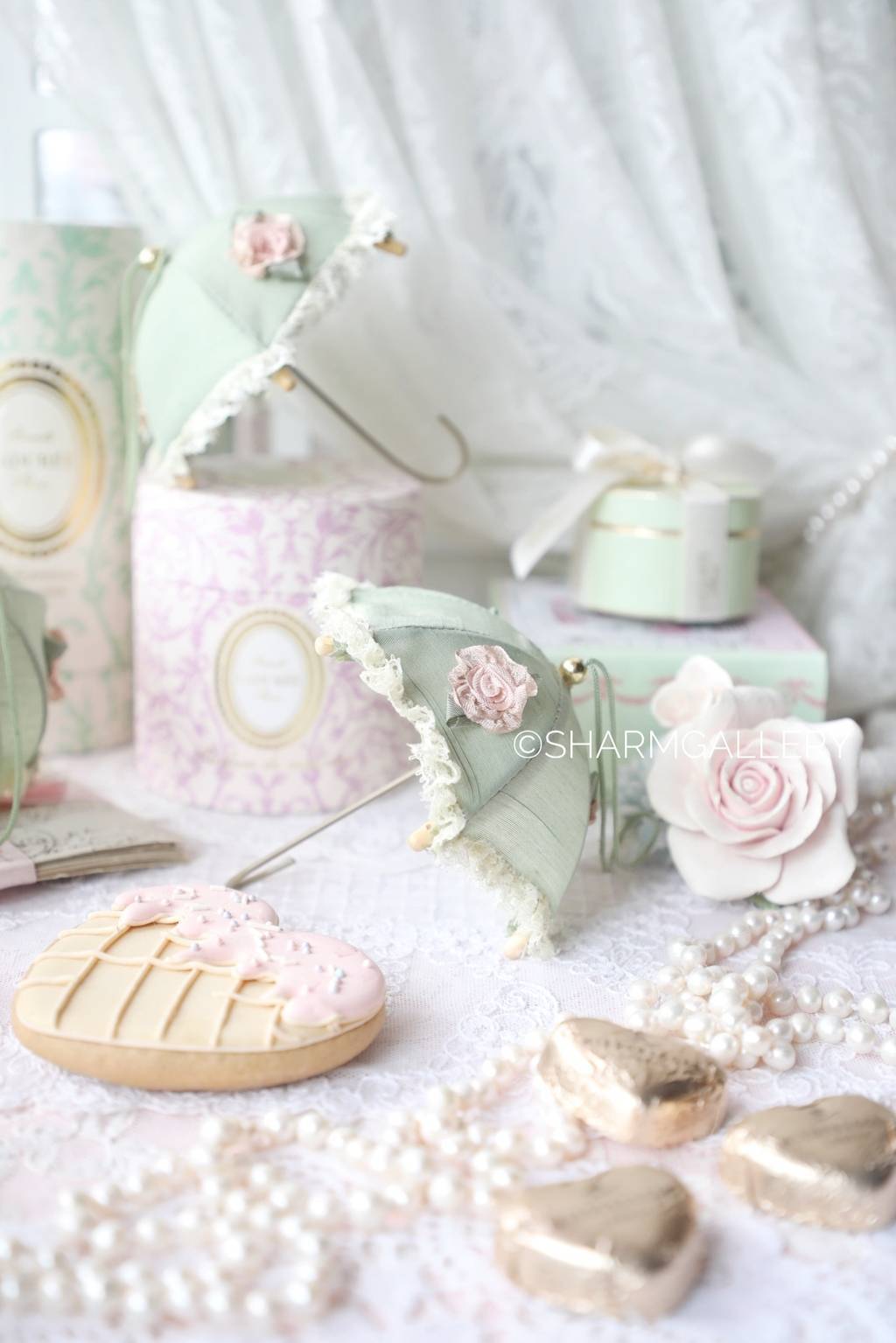 Зонтик для кукол Елочное украшение, ручная работа Франция.