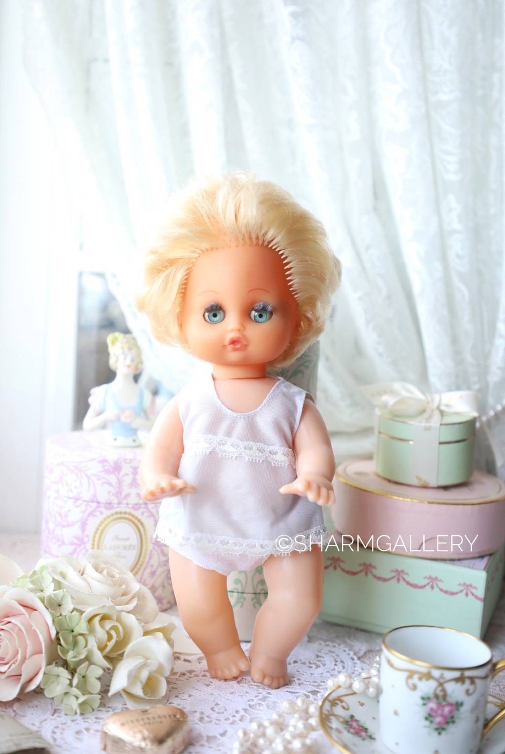 Кукла блондинка в сиреневом платье 25см., ГДР 1970гг.