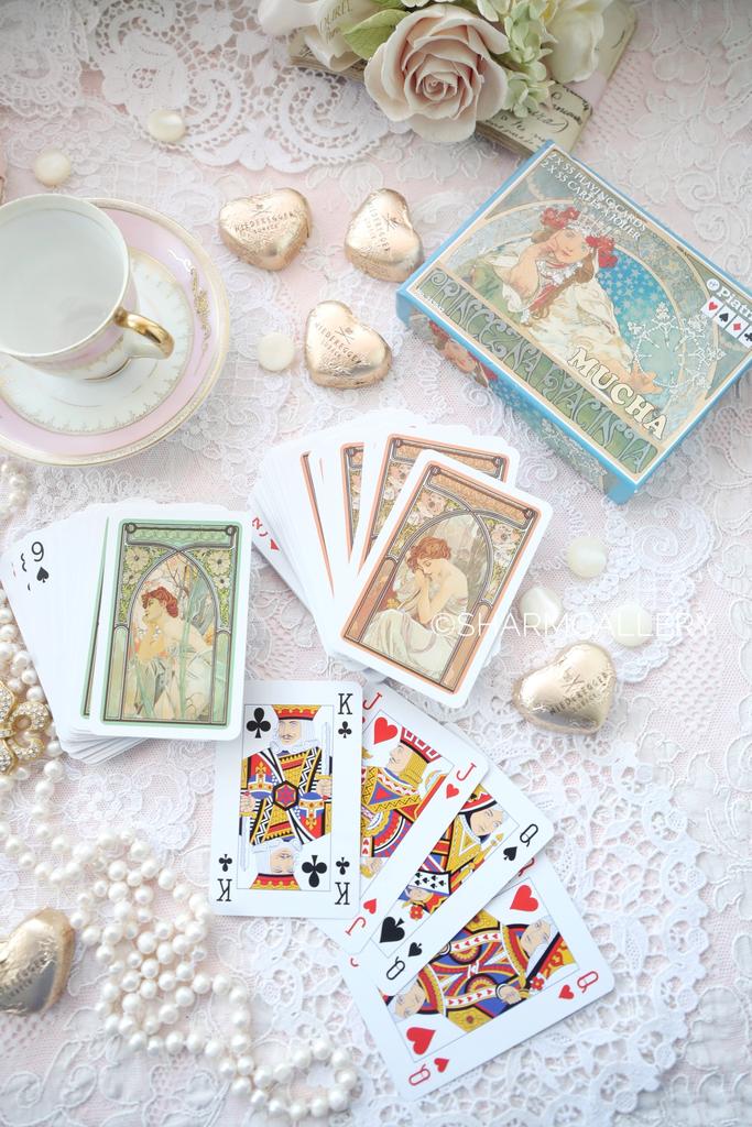 Игральные карты Альфонс Муха, две колоды по 55 карт в коробке Piatnik Австрия.