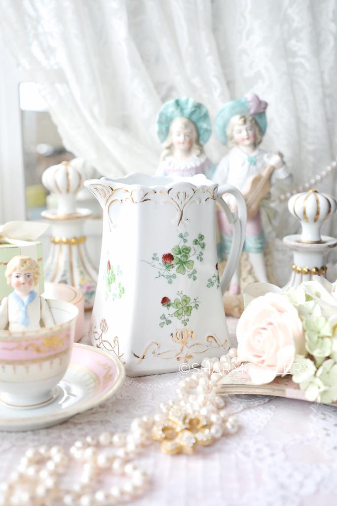 Антикварный кувшинчик «Клевер» Ар Нуво 520мл, фарфор Лимож/Limoges Франция.