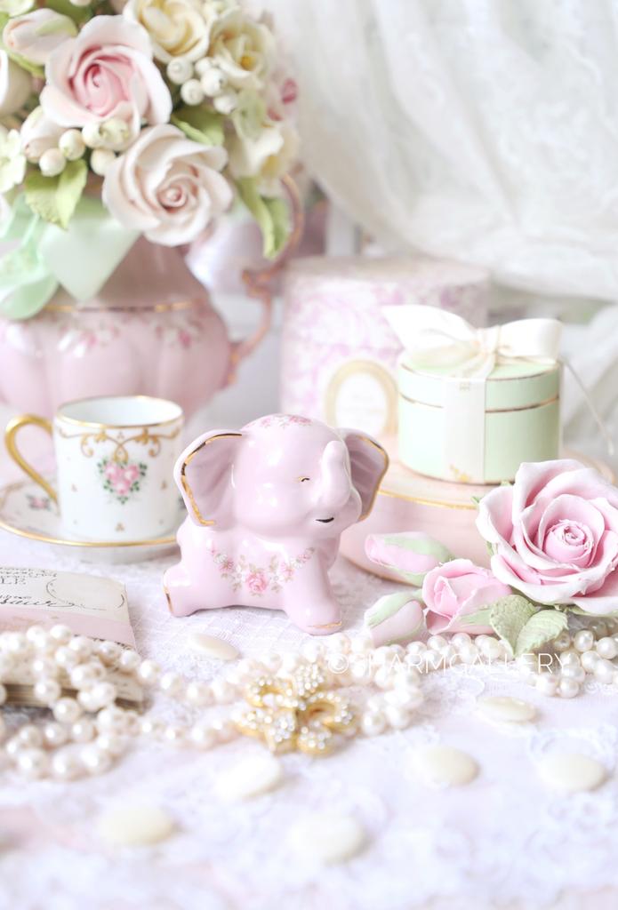 Розовый слоник «Бимбо» фарфор Leander Чехия.