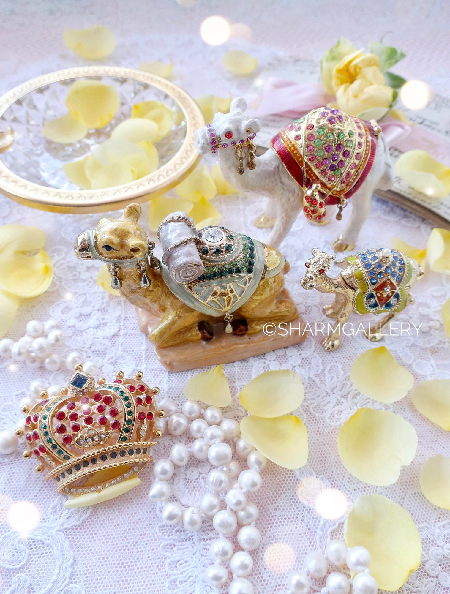 Шкатулки коллекционные набор «Три верблюда» металл, стразы, эмаль.