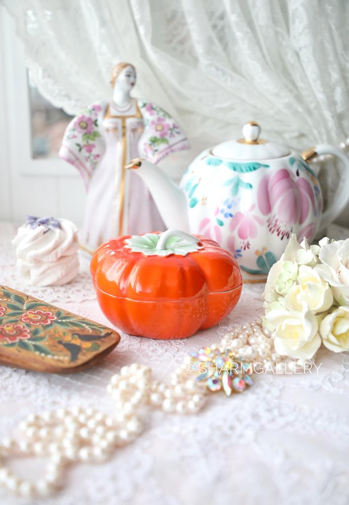 Масленка фарфор "Помидор". №4 ДФЗ Вербилки, СССР.