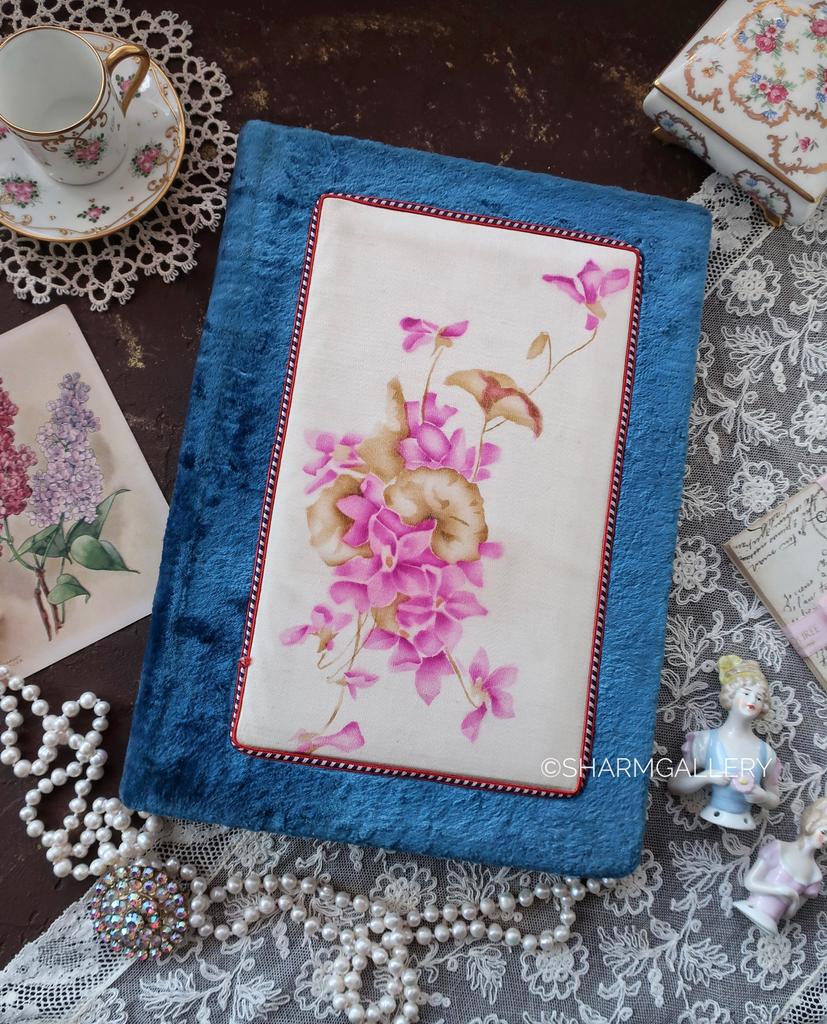 Фотоальбом бархатный синий 35 листов, альбом для фотографий открыток СССР.