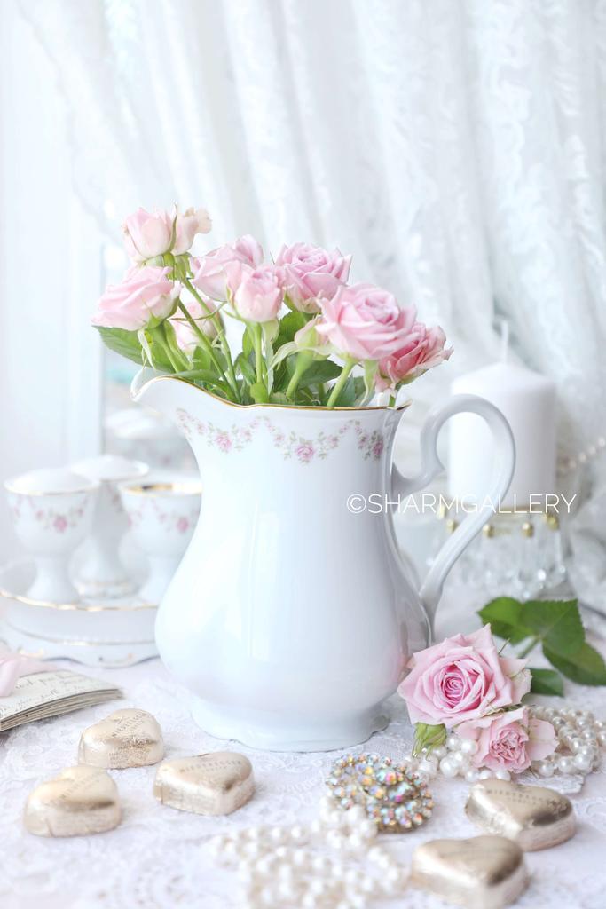 Кувшин 1 литр «Розочки» фарфор Leander, Чехословакия.