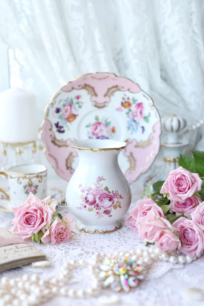 Ваза для цветов «Роза Бордо» фарфор Wallendorf Валлендорф Германия.