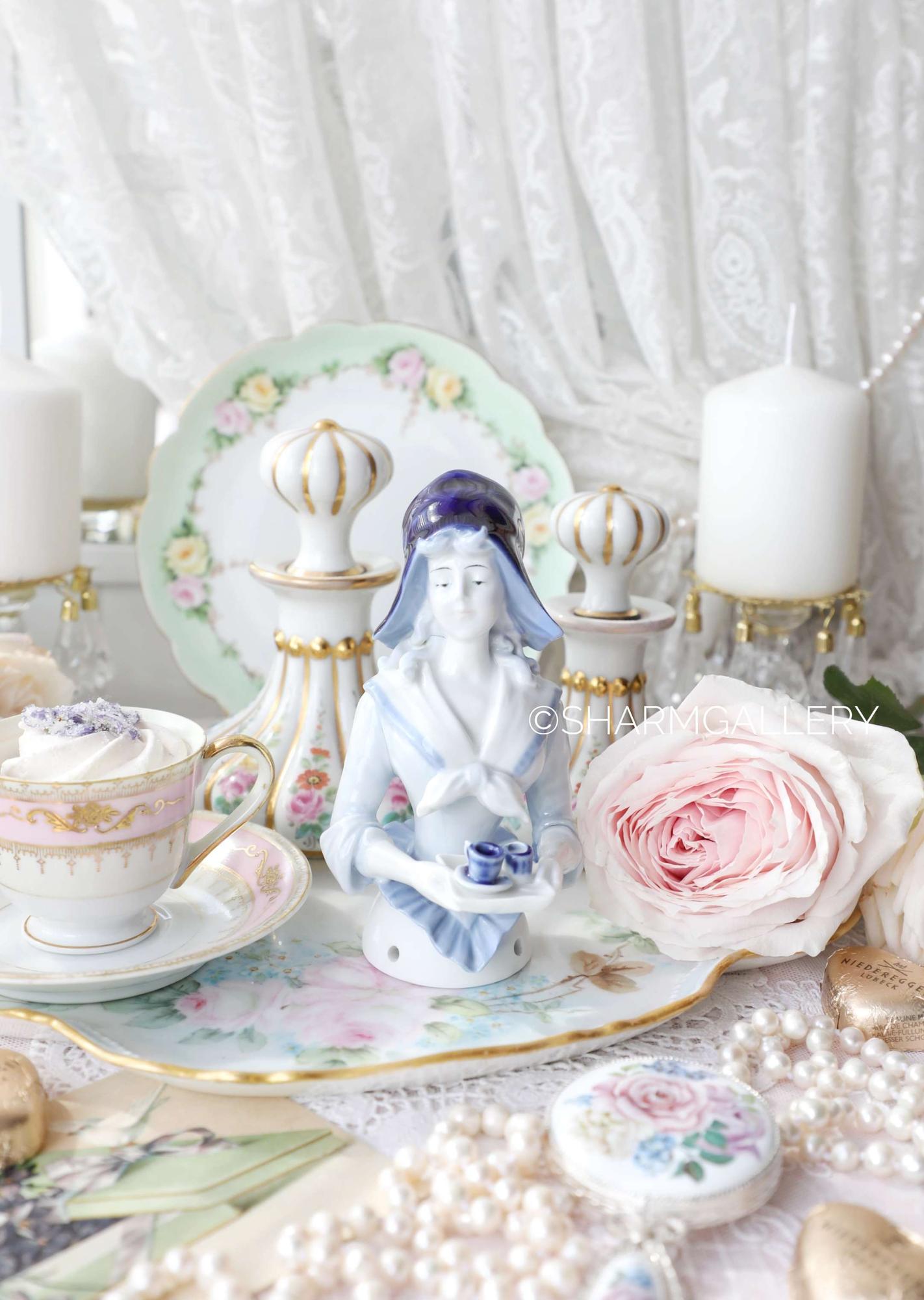 Антикварная большая Half doll половинка куклы «Шоколадница» 13см. фарфор, Германия.