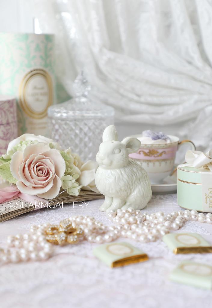 Солонка кремовый зайчик/кролик, керамика, США.