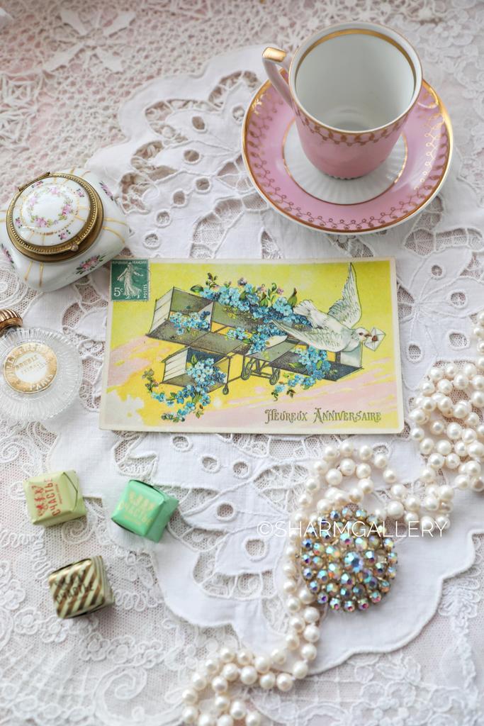 Открытка, антикварная  «Голубь и Незабудки» №172, подписана