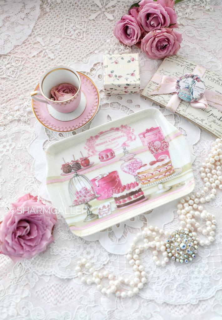 Прямоугольный мини поднос в ретро стиле "Витрина кондитерской" пластик, Италия