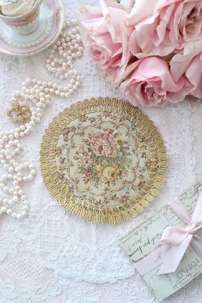 Салфетка круглая 17,5см., гобелен, вышивка, Германия.