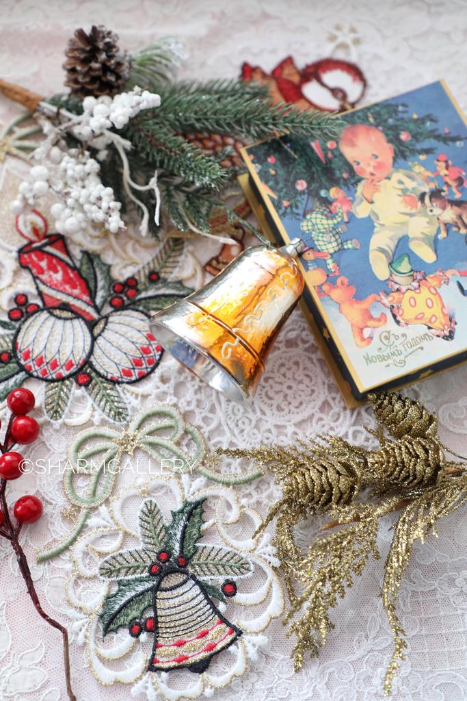 Колокольчик большой, звонит №14. Елочная игрушка, стекло, СССР.