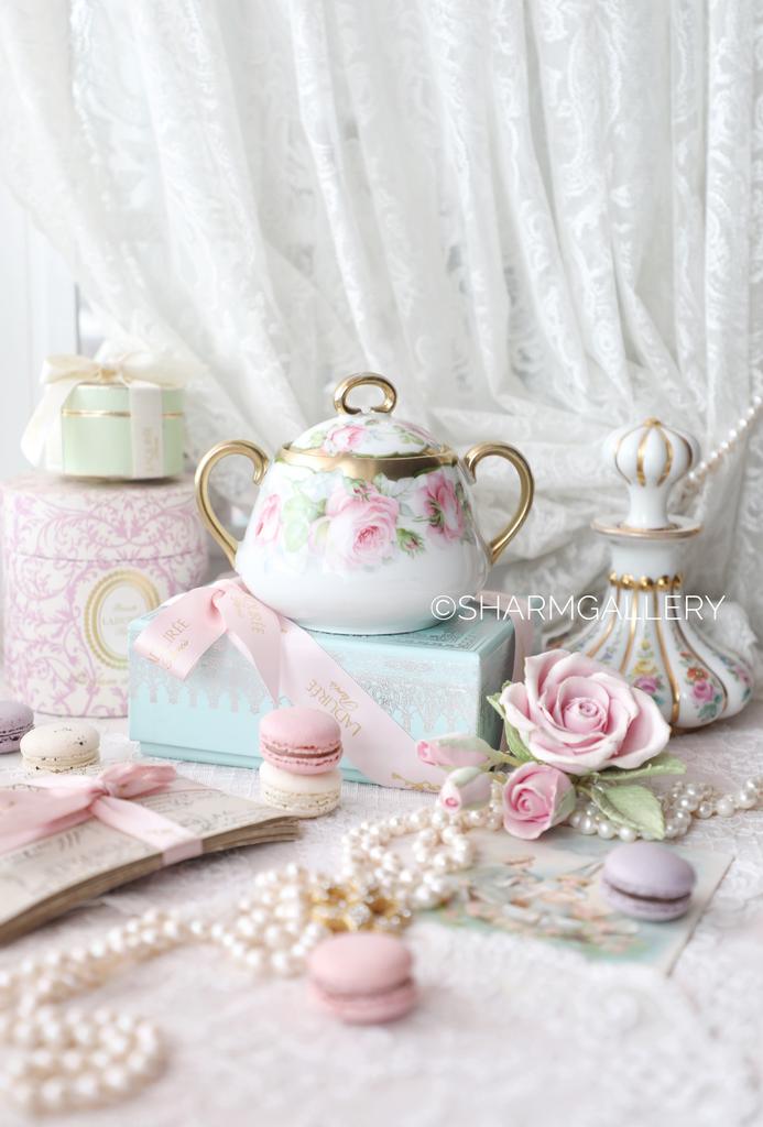 Антикварная сахарница «Розы» фарфор, Бавария, Германия.