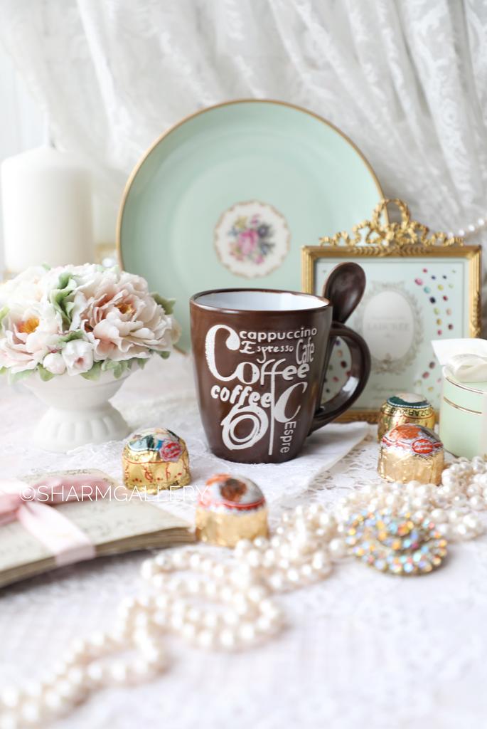 Чашка для кофе с ложечкой «Cappuccino» керамика, Италия.