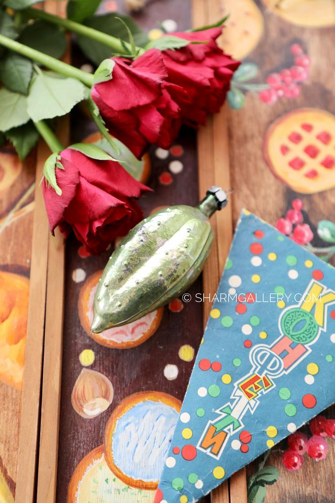 "Огурчик" №7. Елочная игрушка, стекло, СССР.