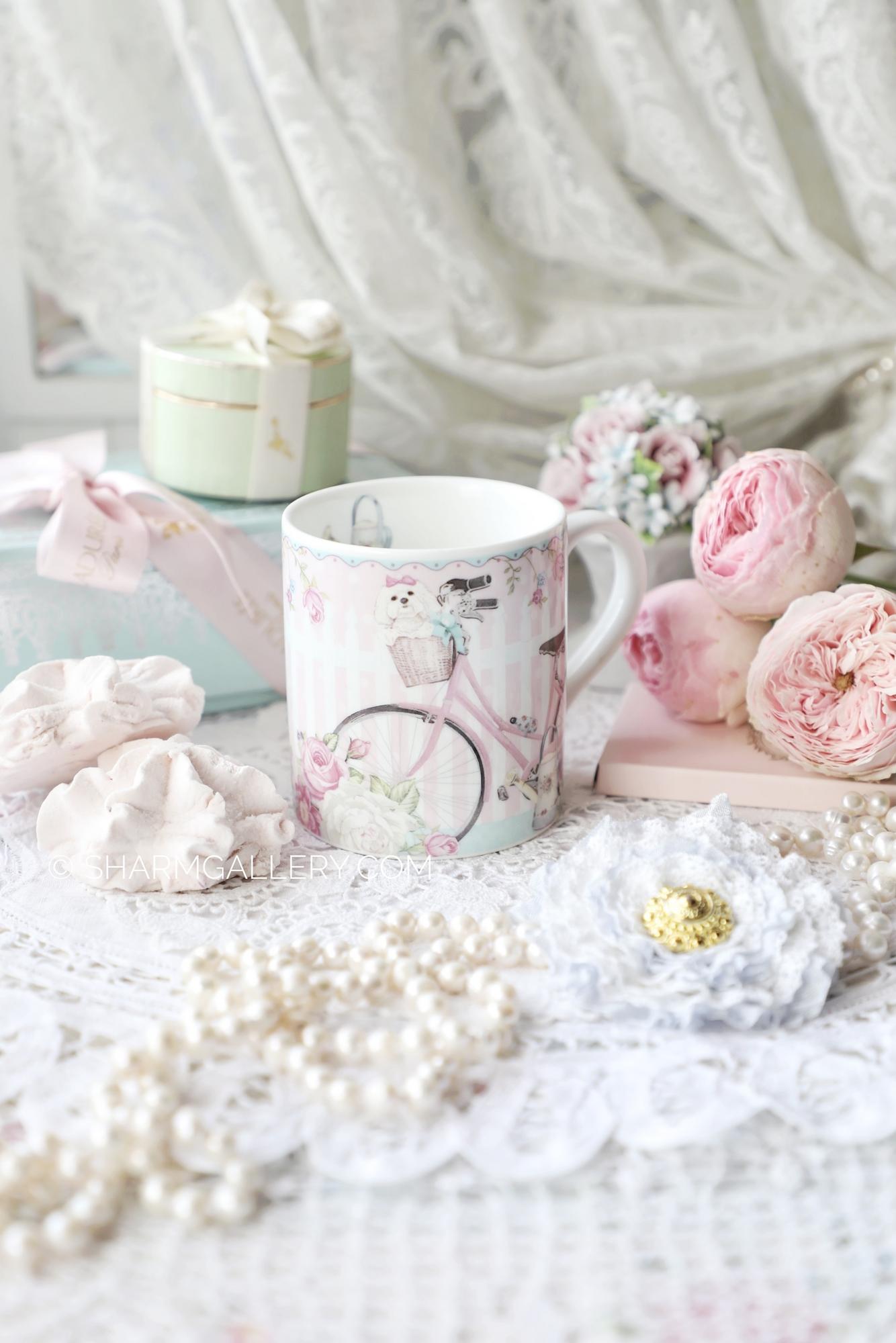 Кружка "Велосипед и Болонка" 250мл., фарфор BV Copyright 1990гг.