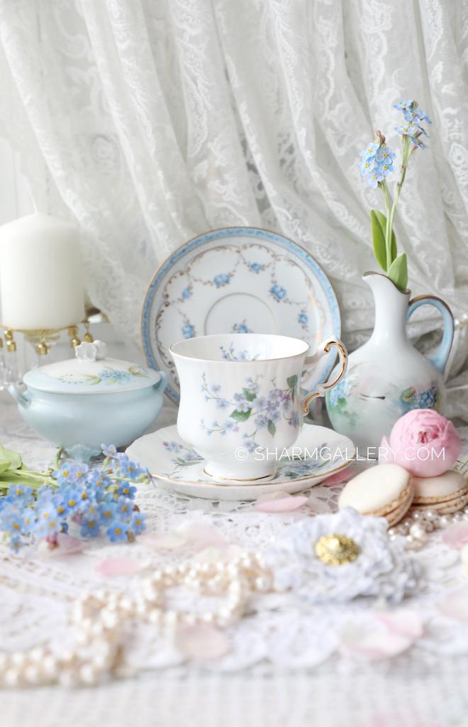 Чайная пара 230мл «Forget me not» Незабудки, фарфор Paragon, Англия.