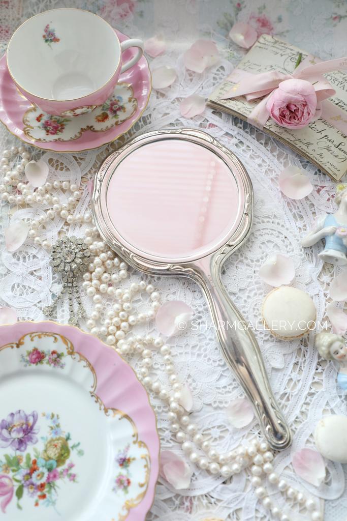 Старинное зеркало, Alpacca серебрение, на длинной ручке, Германия начало 20 века.