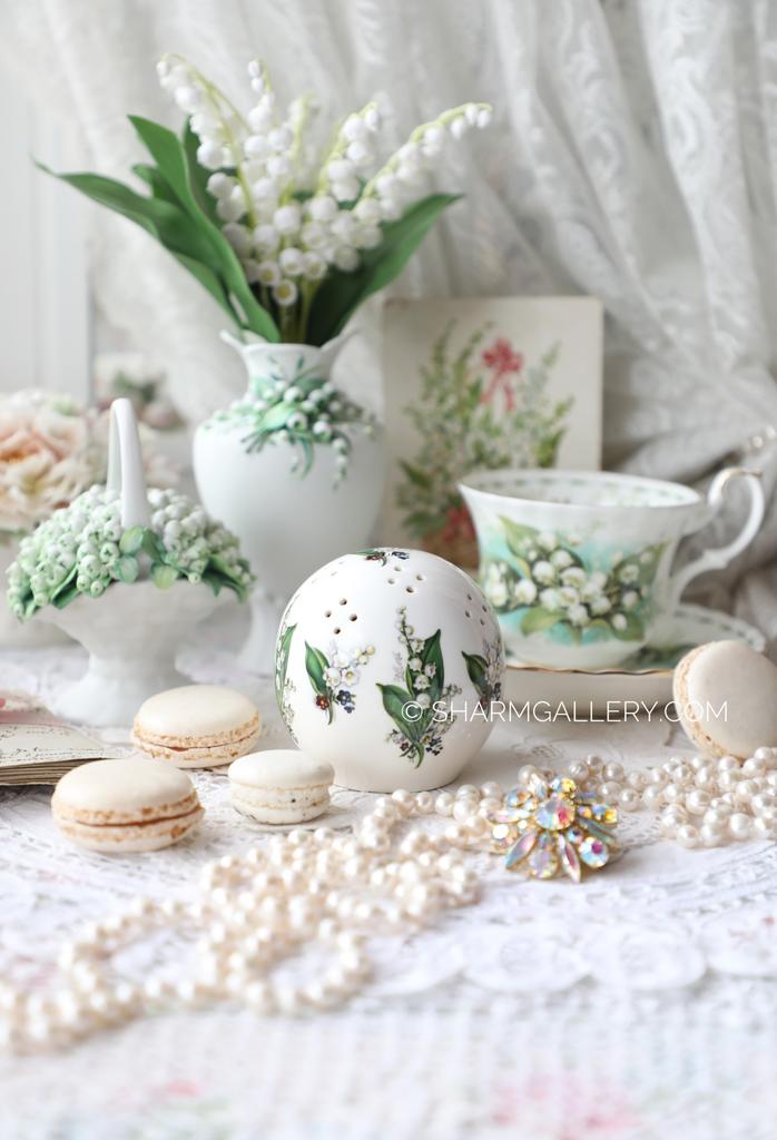 Редкость! Помандер шар ароматница «Ландыши» фарфор, Англия.