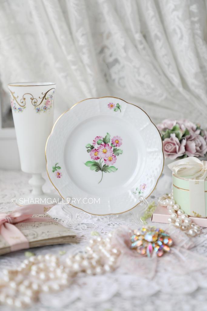 Тарелочка «Розовые цветы» 12см., роспись, фарфор Herend (Хэренд) Венгрия.