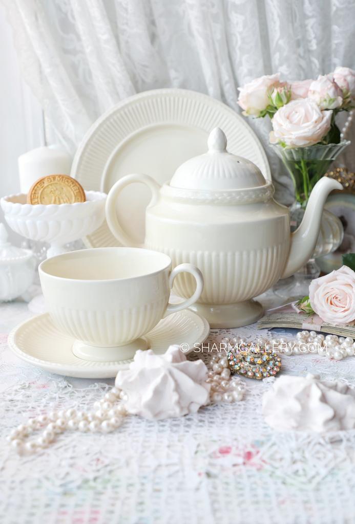 Набор «EDME CREAM» заварочный чайник и чайная пара, фаянс WEDGWOOD Англия.