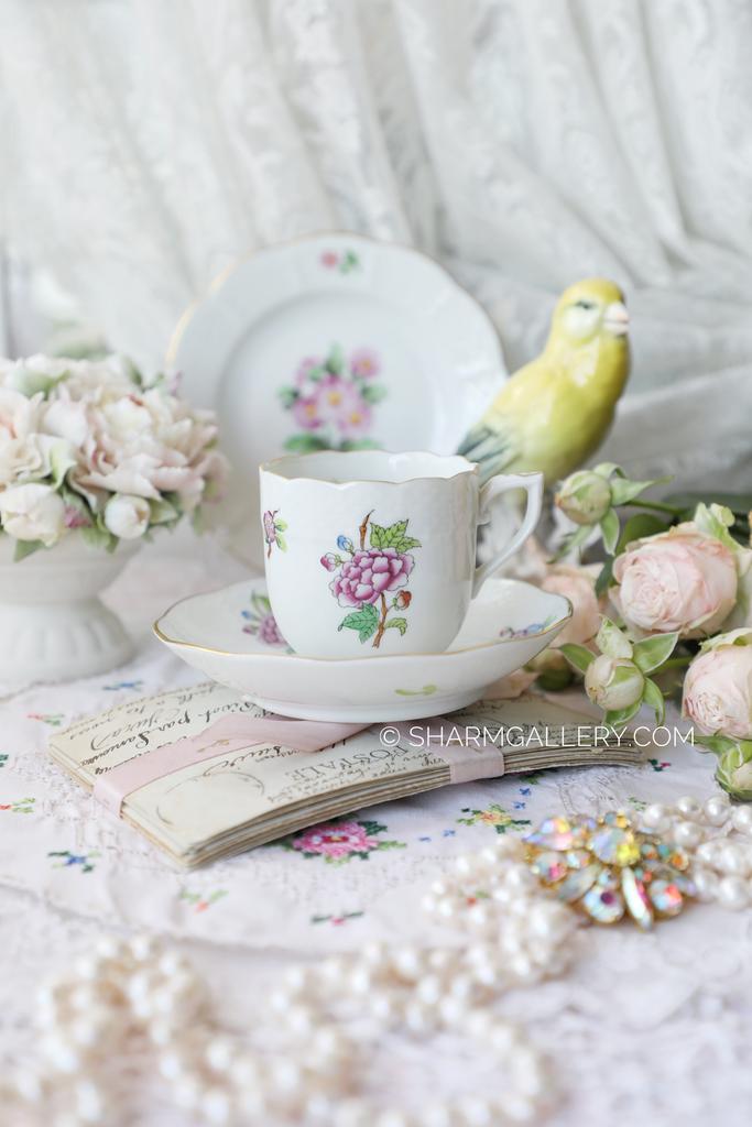 Кофейная пара «Виктория» роспись, фарфор Herend (Хэренд) Венгрия. 1960гг.