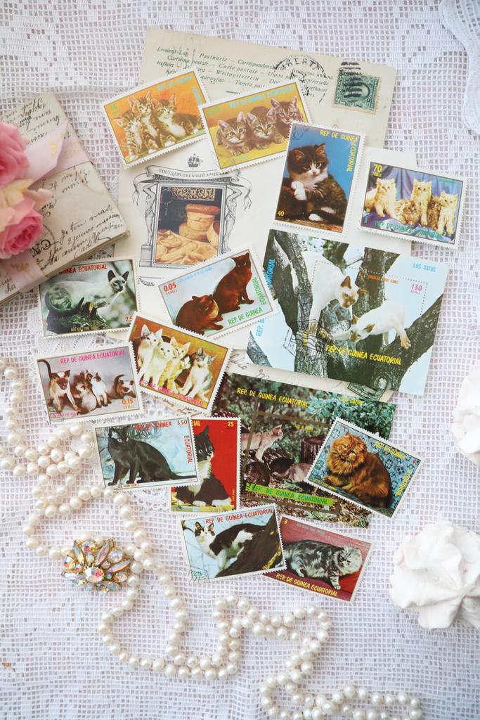 Набор марок "Кошки" 15шт., времен СССР.