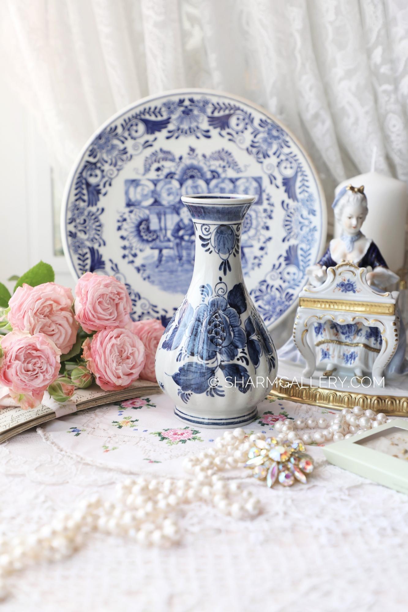 Ваза для цветов 14,5см., фарфор, авторская Delft  Делфт, Голландия.