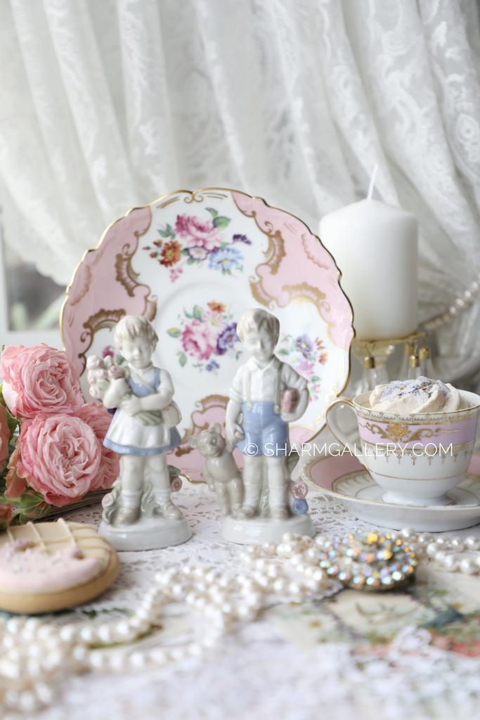 Старинная фарфоровая пара статуэток дети «В первый класс» старая Германия.