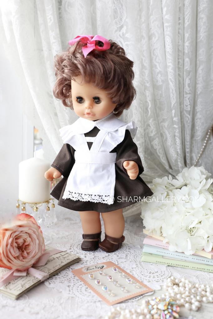 Кукла Школьница/Первоклассница брюнетка в школьной форме, 34см., ГДР. Сохран!