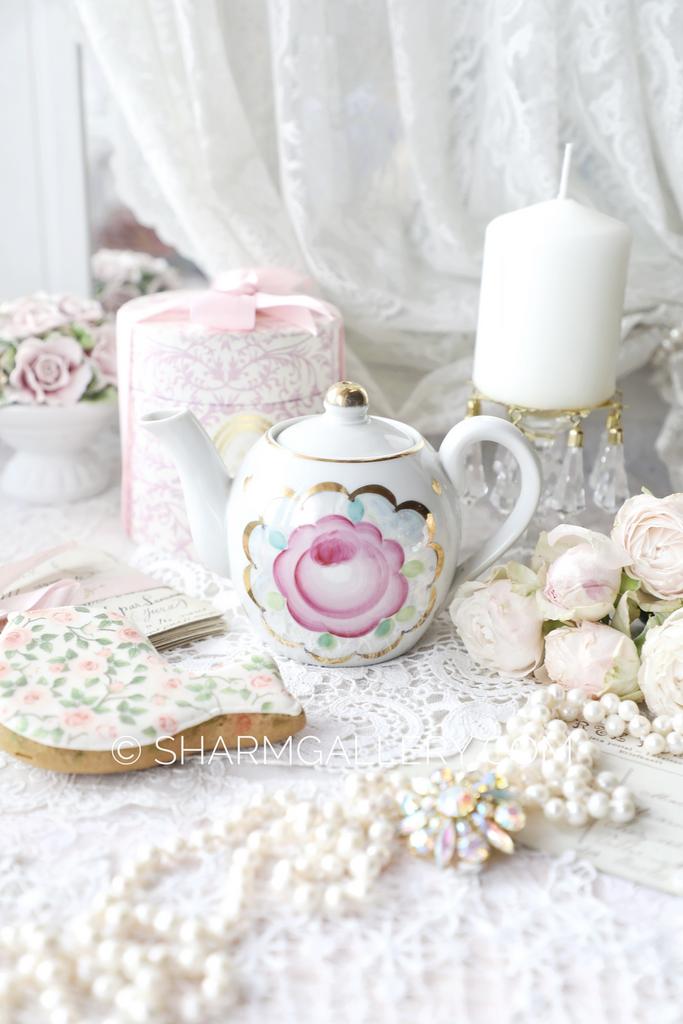 Чайник заварочный на одну чашку «Розовая Роза» фарфор Дулево, СССР.